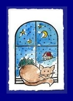 Motivstempel - Katze am Fenster