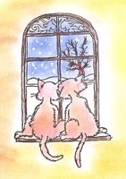 Motivstempel - Katzen am Fenster