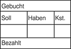 Tabellenstempel Trodat Professional 5208 4.0 mit Lagertext "Gebucht, Soll, Haben, ..."
