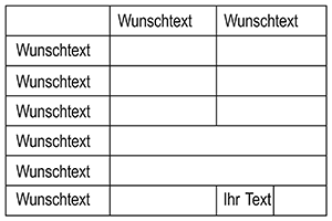 Tabellenstempel mit Wunschtext "Geprft, Bezahlt, Gebucht, ..."