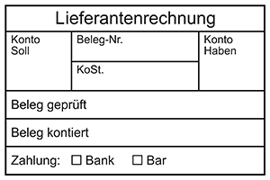 Tabellenstempel mit Lagertext "Lieferantenrechnung"