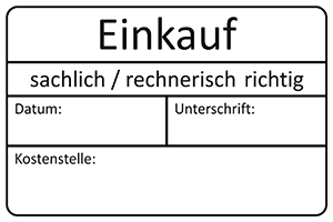 Tabellenstempel mit Lagertext "Einkauf"