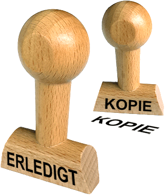 Holzstempel mit Lagertext