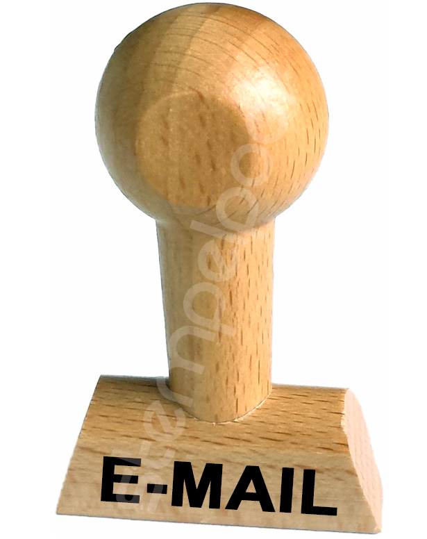 Holzstempel mit Lagertext "E-MAIL"