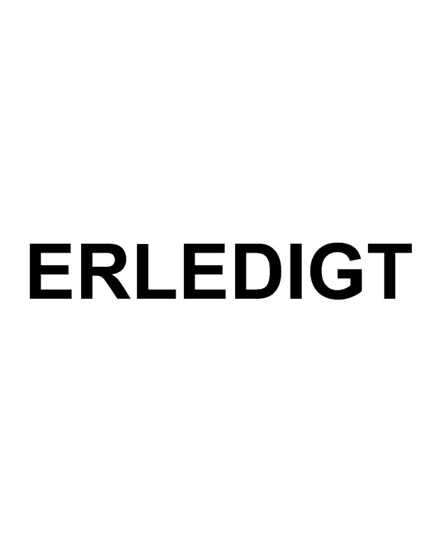Holzstempel mit Lagertext "ERLEDIGT" 
