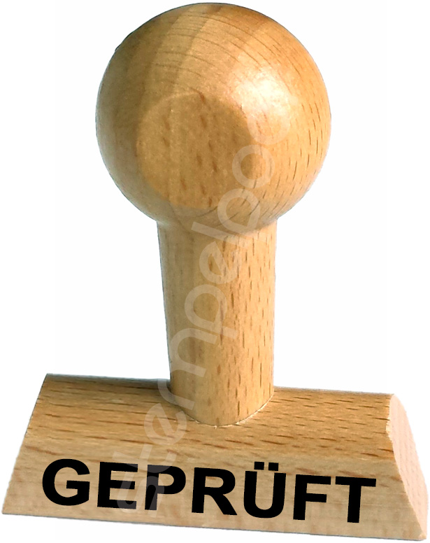 Holzstempel mit Lagertext "GEPRFT"