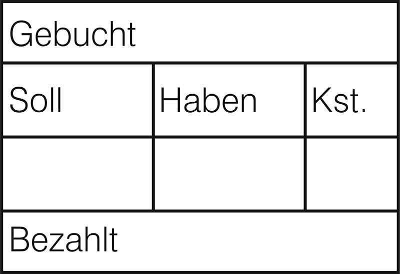 Tabellenstempel Colop Expert Line 3800 mit Lagertext "Gebucht, Soll, Haben, ..." 
