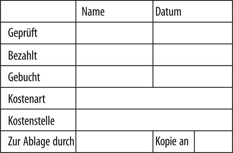 Tabellenstempel Colop Classic Line 2600 mit Lagertext "Geprft, Bezahlt, Gebucht, ..." 