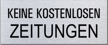 Briefkastenschild "Keine kostenlosen..." Format 60 x 25 mm, selbstklebend