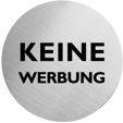 Edelstahlpiktogramm "Keine Werbung" Format  60 mm, selbstklebend