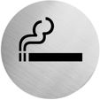 Edelstahlpiktogramm "Rauchen erlaubt" Format Ø 60 mm, selbstklebend
