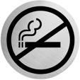 Edelstahlpiktogramm "Rauchen verboten Format Ø 60 mm, selbstklebend