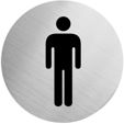Edelstahlpiktogramm "WC Herren" Format  60 mm, selbstklebend