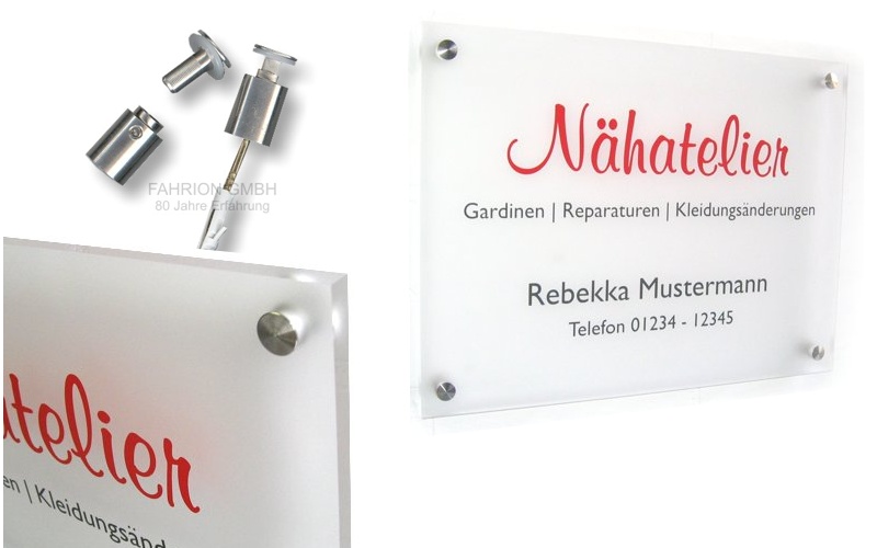 Acrylglas-Schild satiniert (Querformat: 500 x 400 x 10mm) incl. Wandabstandshalter