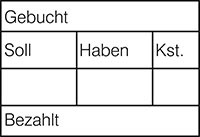 Tabellenstempel Colop Expert Line 3800 mit Lagertext "Gebucht, Soll, Haben, ..."