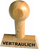 Holzstempel mit Lagertext 