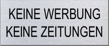 Briefkastenschild "Keine Werbung/Zeitungen" Format 60 x 25 mm, selbstklebend Briefkastenschild "Keine Werbung/Zeitungen" Format 60 x 25 mm, selbstklebend