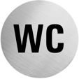 Edelstahlpiktogramm "WC" Format Ø 60 mm, selbstklebend Edelstahlpiktogramm "WC" Format Ø 60 mm, selbstklebend